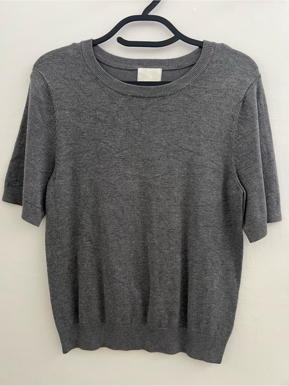 H&M Gray Short-Sleeve Crewneck Sweater